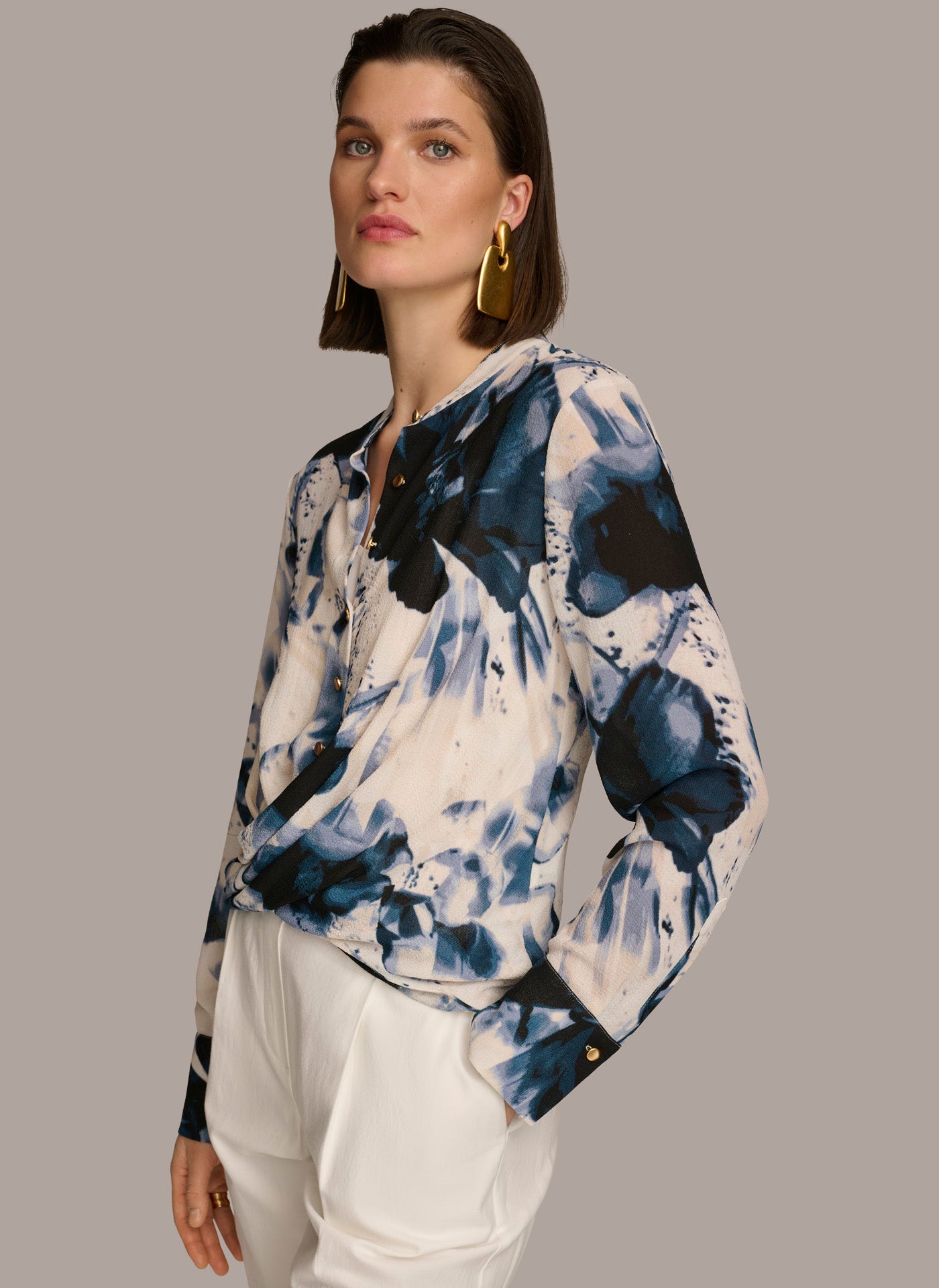 (image for) CHARMING FAUX WRAP BLOUSE